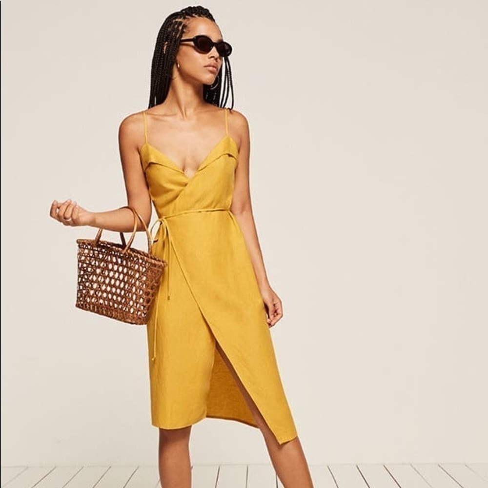 Reformation Cruz Dress in Sunflower Yellow XS
